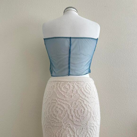 handmade blue dainty lace sheer bandeau - Picture 4 of 7